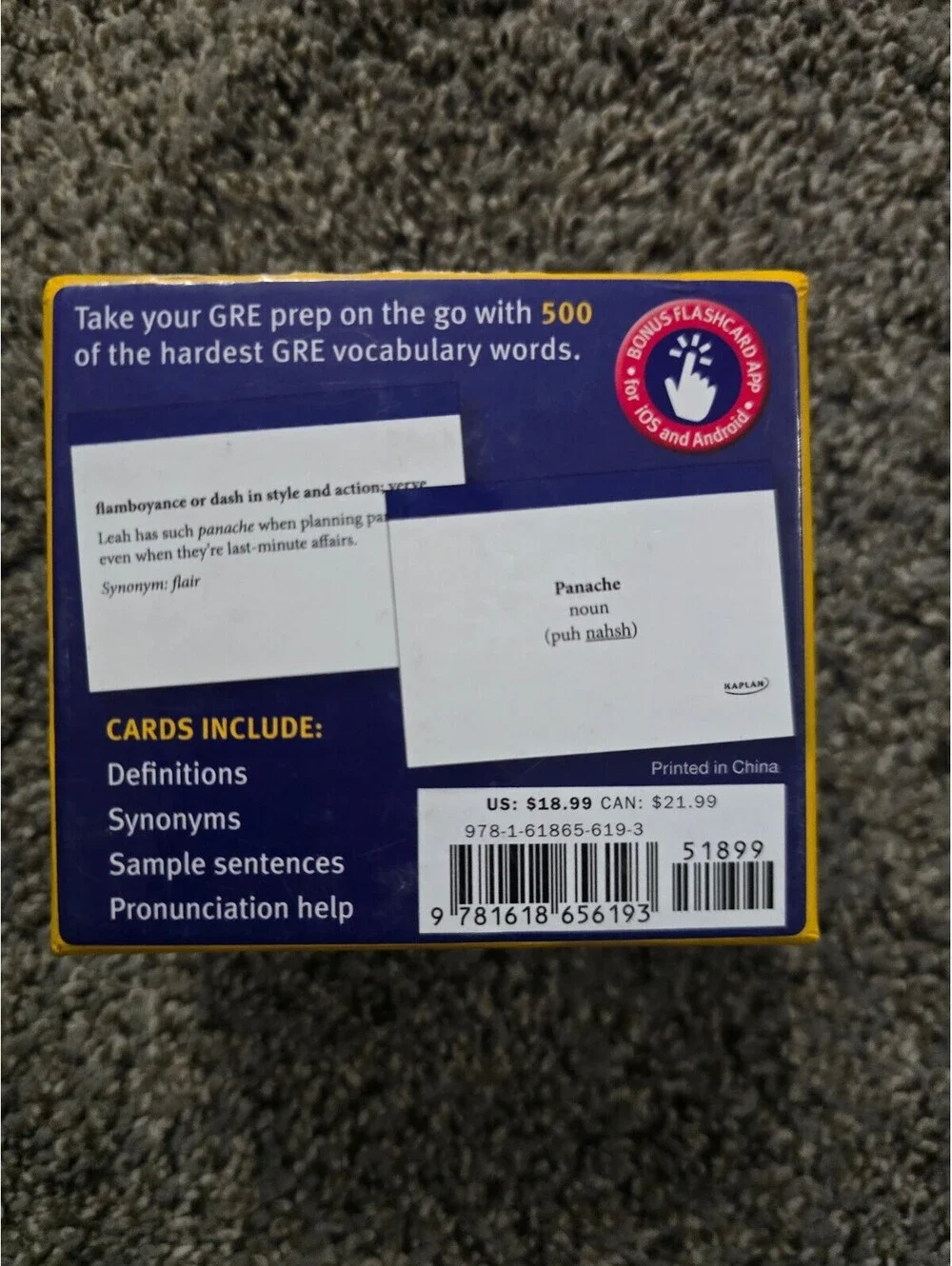 Kaplan GRE Flashcards + App Fourth Edition - 500 Vocabulary Words